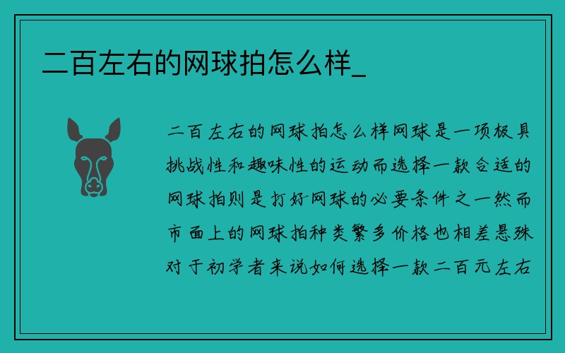 二百左右的网球拍怎么样_