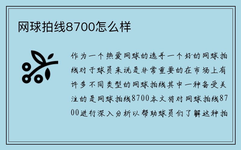 网球拍线8700怎么样